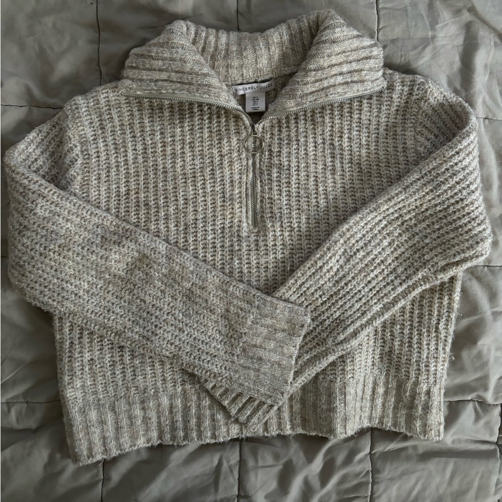 COZY knit quarter 1/4 zip sweater Sincerely Jules oatmeal fall